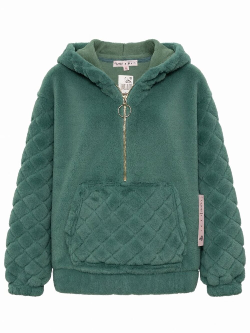 Crave Fame Green Fuzzy Hoodie Women S